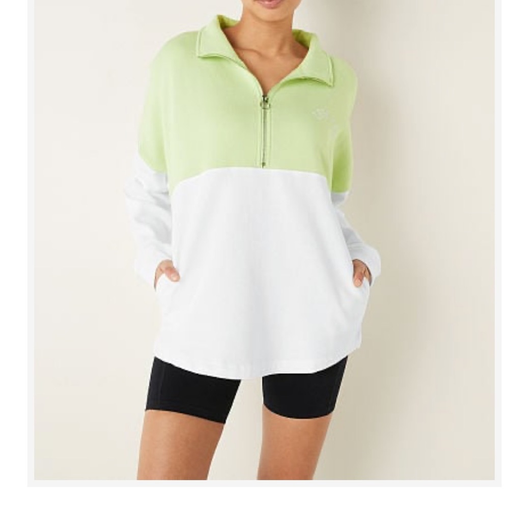 Pink FLEECE OVERSIZED QUARTER-ZIP SWEATSHIRT